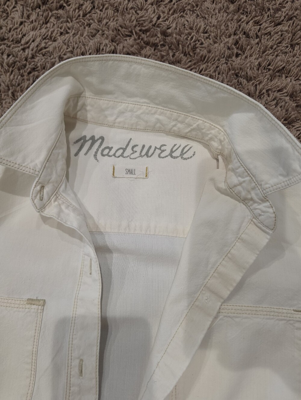 Madewell Oversized White Button Front Utility Shirt Women's Small Cotton - Picture 2 of 7